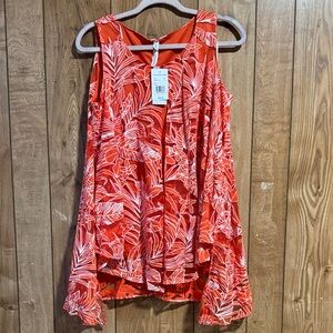 NY Collection Red and White Floral Sleeveless Top